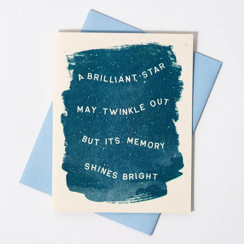 A Brilliant Star May Twinkle Out - Risograph Sympathy Card