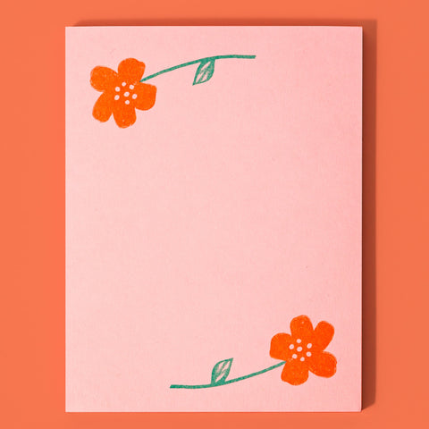 Flower Pair - Risograph Small Notepad