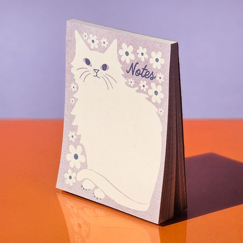 Floral Notes Cat - Risograph Small Notepad