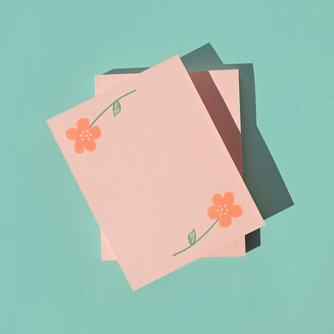 Flower Pair - Risograph Small Notepad