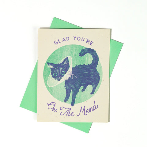 Glad You're On The Mend - Risograph Get Well Card