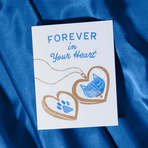Forever In Your Heart Cat - Risograph Card