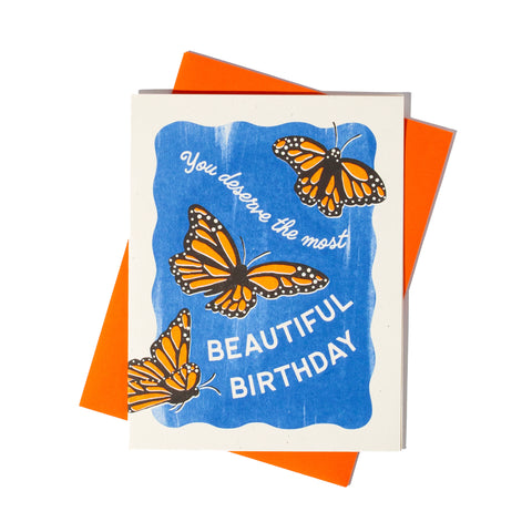 Beautiful Birthday Butterflies - Risograph Card