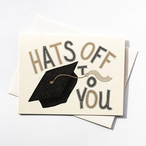 Hats Off To You - Risograph Graduation Card