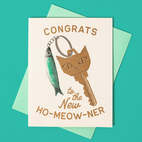 Congrats to the New Ho-Meow-Ner - Risograph Greeting Card