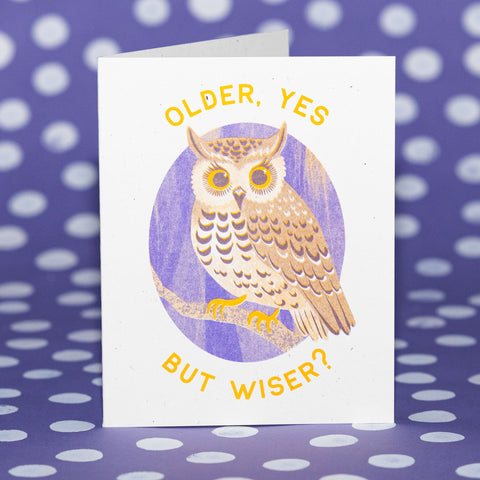 Older Owl - Risograph Birthday Card