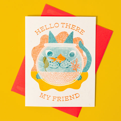 Hello There My Friend - Risograph Greeting Card