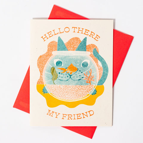 Hello There My Friend - Risograph Greeting Card