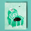 Skeleton Lap Cat - Risograph Print