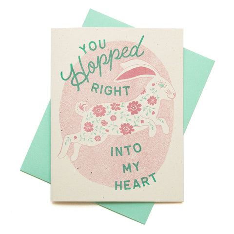 Hopped Right Into My Heart - Risograph Greeting Card