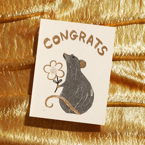 Congrats Rat - Risograph Card