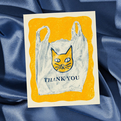 Thank You Cat Bag - Risograph Card