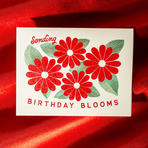 Sending Birthday Blooms - Risograph Card