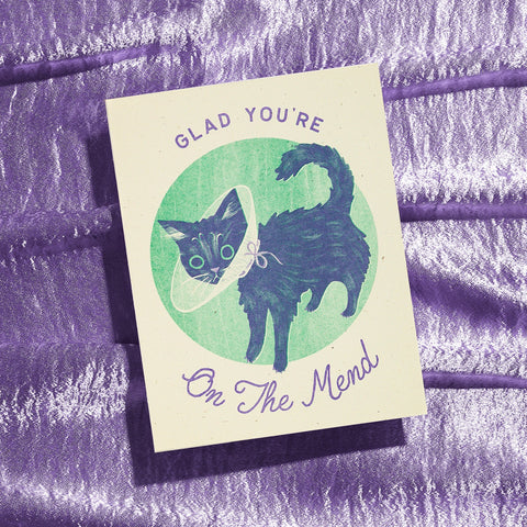 Glad You're On The Mend - Risograph Get Well Card
