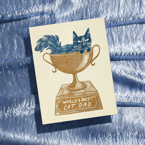 World's Best Cat Dad - Risograph Father's Day Card