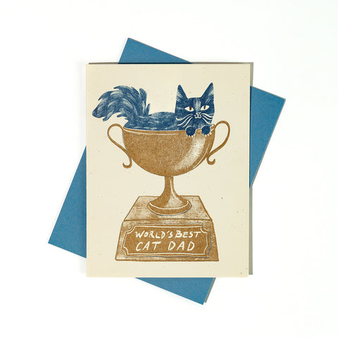 World's Best Cat Dad - Risograph Father's Day Card