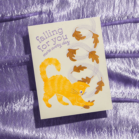 Falling For You - Risograph Greeting Card