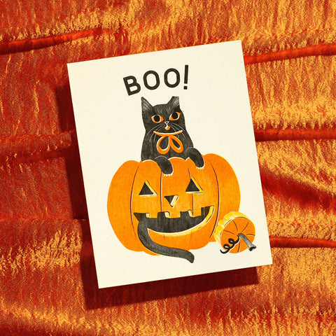 Boo! - Risograph Halloween Card
