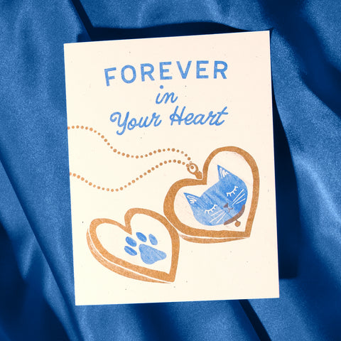 Forever In Your Heart Cat - Risograph Card