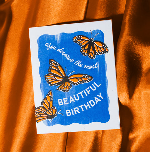 Beautiful Birthday Butterflies - Risograph Card