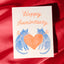 Anniversary Heart Cats - Risograph Card