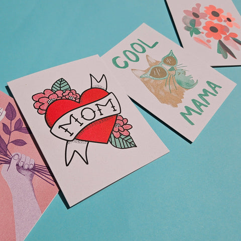 Mom Tattoo - Risograph Card
