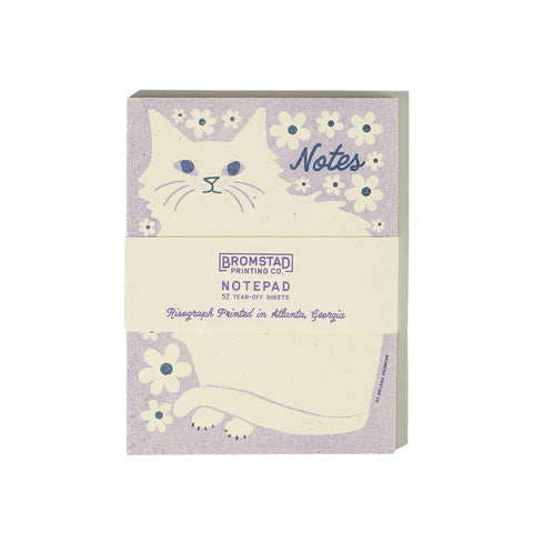 Floral Notes Cat - Risograph Small Notepad