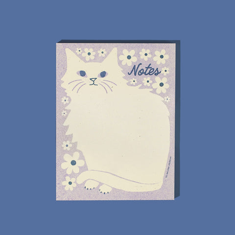 Floral Notes Cat - Risograph Small Notepad