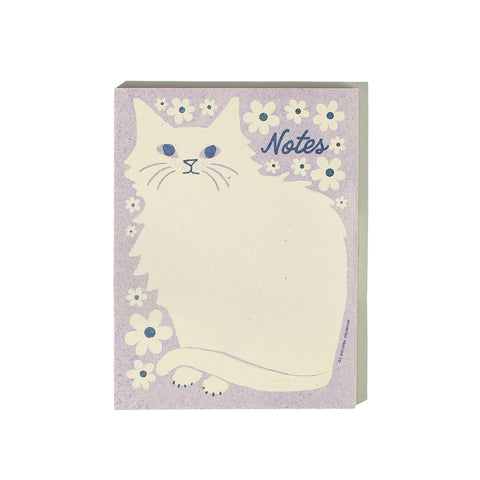 Floral Notes Cat - Risograph Small Notepad