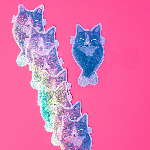 Slow Blink Cat - Sparkle Sticker